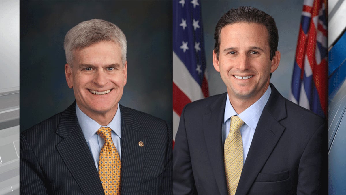 Left to right: Senators Bill Cassidy, MD (R-La.) and Brian Schatz (D-Hawaii)