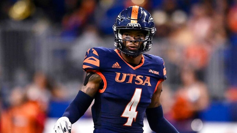 UTSA's Zakhari Franklin prepares to run during the first half of an NCAA football game against...