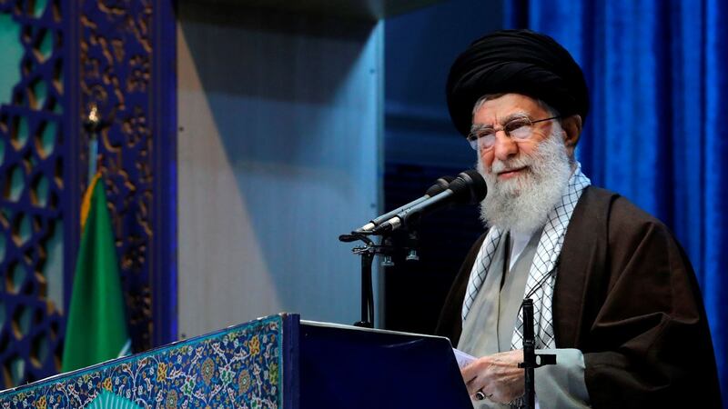 In this photo released by an official website of the office of the Iranian supreme leader,...