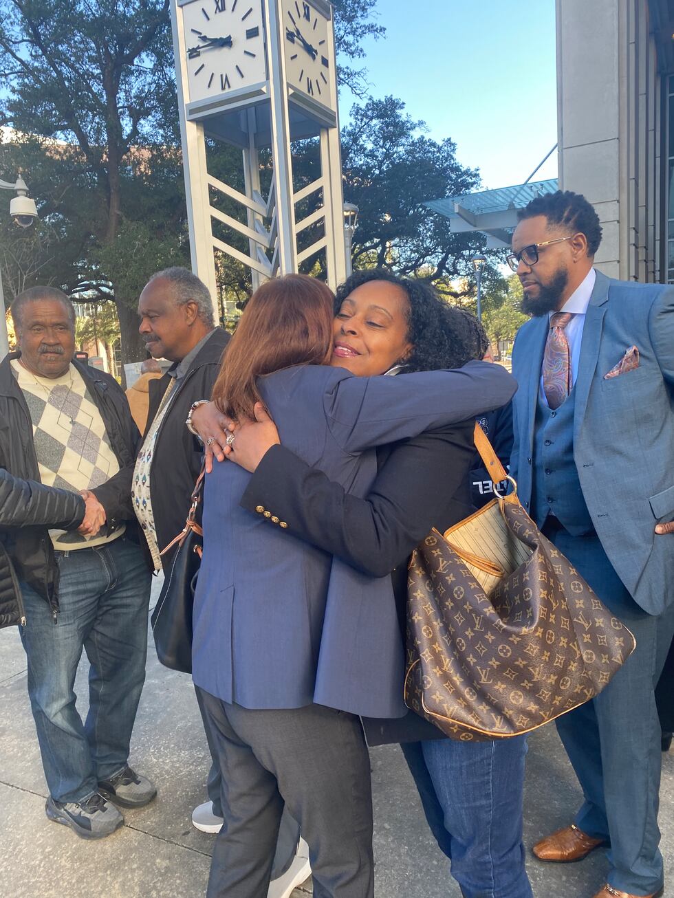 The family of Damian Skipper and Arthur Noflin gathered outside of the courthouse in dowtown...