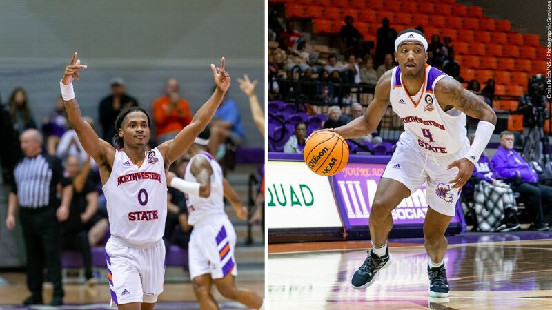 Action shots of Demarcus Sharp and Ja’Monta Black.