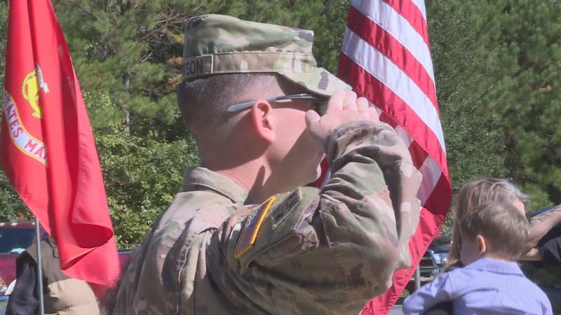 Veterans say "goodbye" to a fellow marine. | KALB