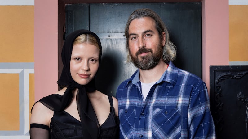 Mia Goth, left, and director Ti West pose for portraits to promote the film "Pearl" during the...
