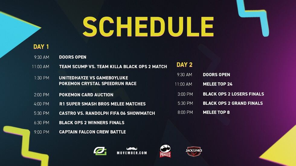 Here is the schedule for The Off-Season, a two-day event supporting Movember.