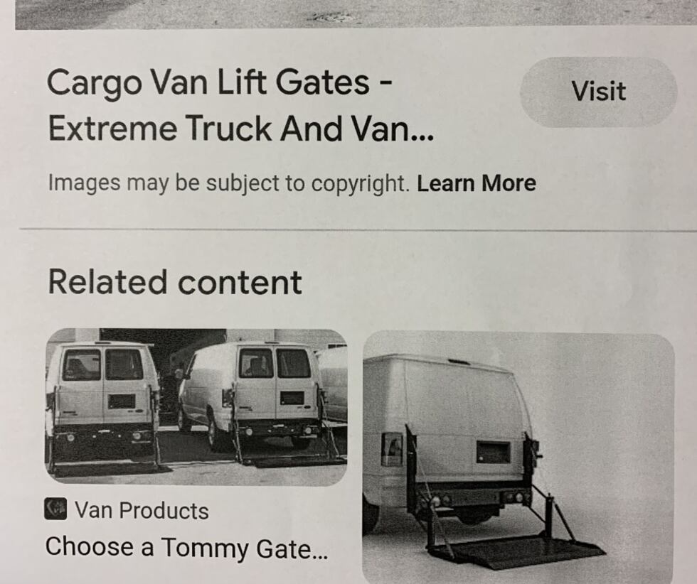 Van with lift gate