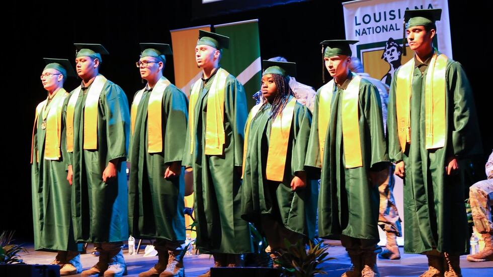 Louisiana National Guard Youth Challenge Program Cadets who earned the rank of five-star, the...