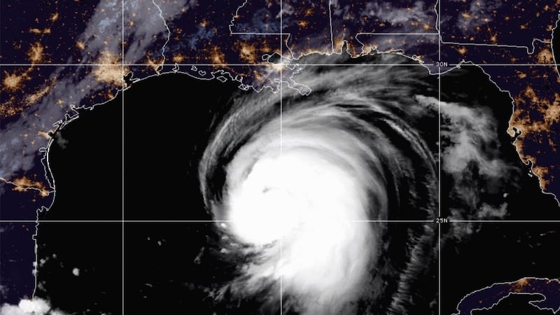 This satellite image released by the National Oceanic and Atmospheric Administration (NOAA)...
