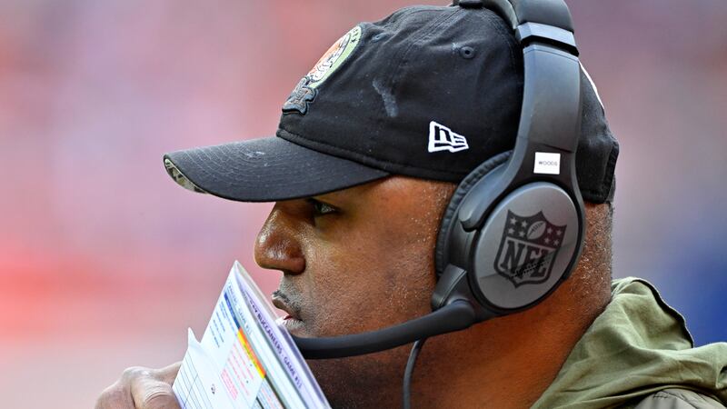Cleveland Browns defensive coordinator Joe Woods stands on the sidelines during the second...