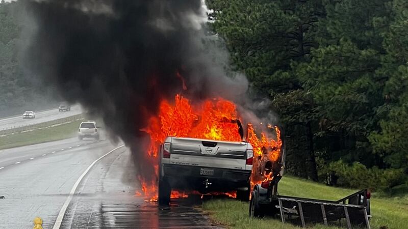 A truck caught on fire in Natchitoches Parish.