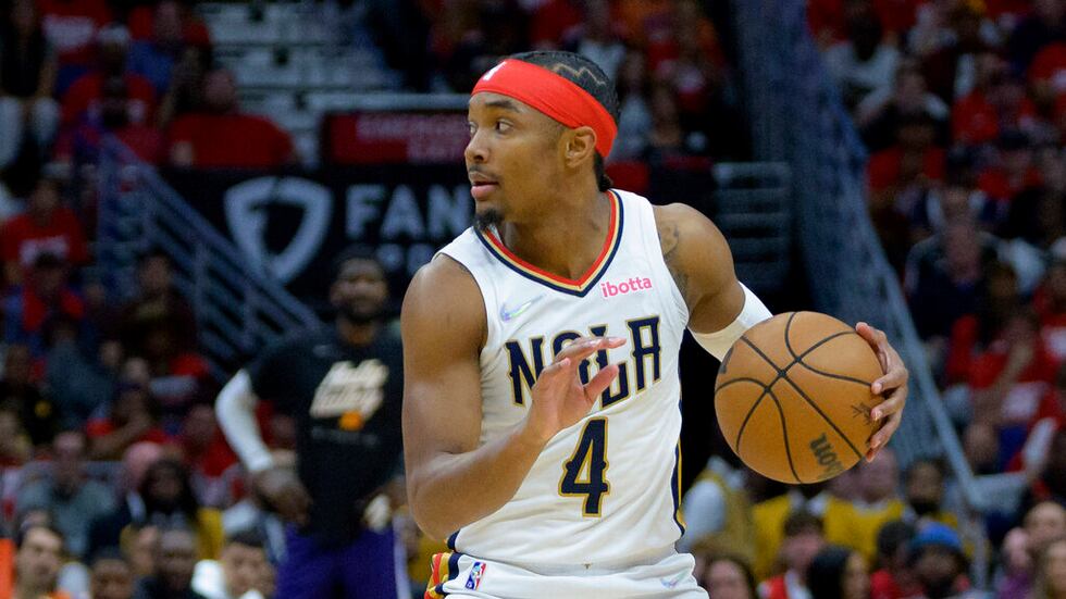 New Orleans Pelicans guard Devonte' Graham (4) dribbles in the second half of Game 4 of an NBA...