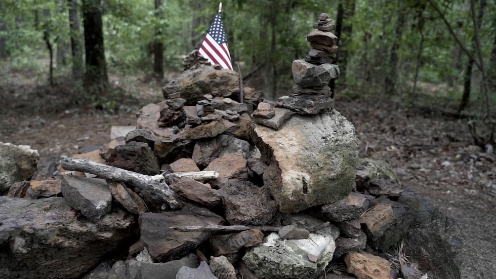 A pile of rocks at the "peak" of Driskill Mountain in Bienville Parish, Louisiana.